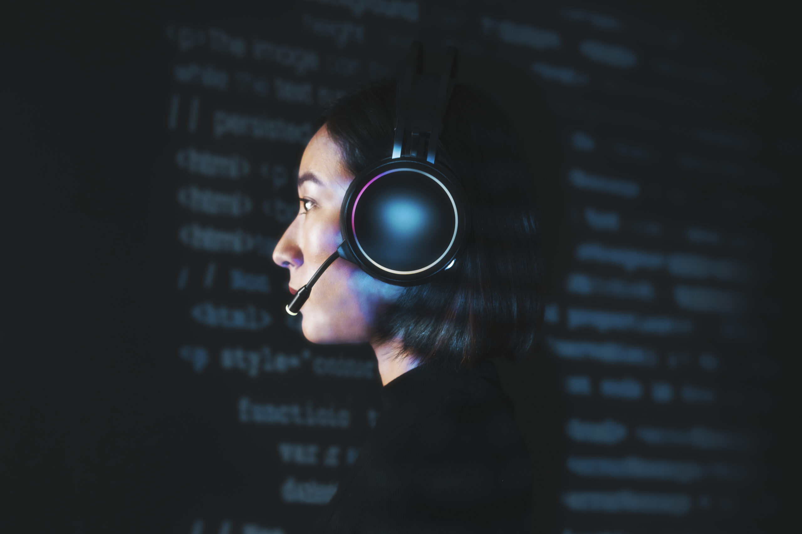 female hacker cracking the binary code